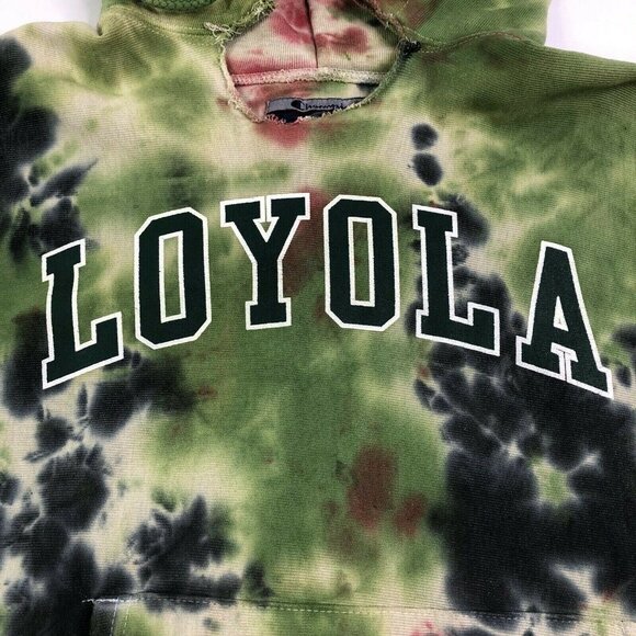 Champion Reverse Weave Loyola Tie Dye Hooded Sweatshirt Small OOAK - Picture 2 of 10